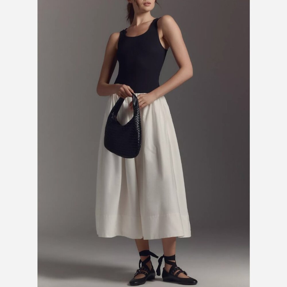 Reformation Black Tank Midi Dress with Cream Skirt